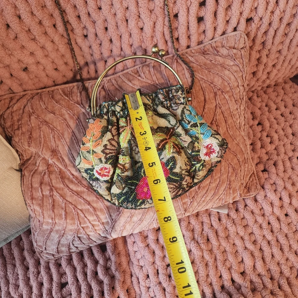 Floral Embroidered Clutch with Gold Accents
